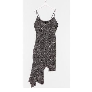 NASTY GAL PLUS SPOT STRAPPY FRILL ASYMMETRIC DRESS